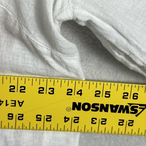 J. JILL Tunic Top X-Large Linen Blend White Blue Striped Pleated Coastal Beach - Picture 7 of 7